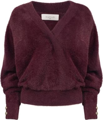 Nukus Nukus - Beau Pullover Wrap - Dames - Truien - Rood - Maat: M Nylon