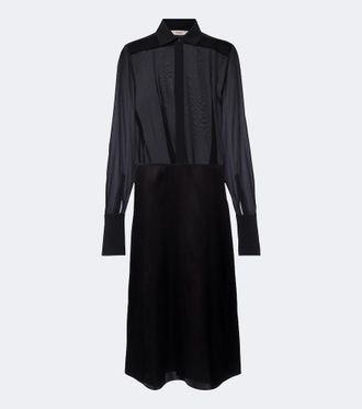 Fendi Abito midi in georgette di seta e raso