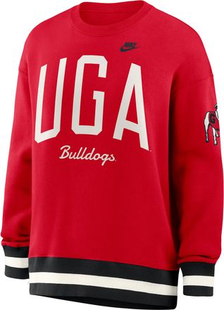 Nike Georgia Legacy Nike Womens College Pullover Crew in Red | 040H10FJUGV-V89
