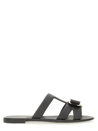 Ferragamo Black Solid New Vara Sandals