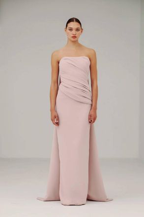 Catherine Regehr Strapless Side Drape Gown With Back Ties In Pink