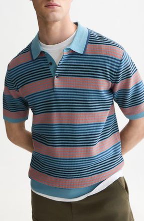Scotch & Soda Striped Regular Fit Polo in Adriatic Blue Stripe at Nordstrom, Size Xx-Large