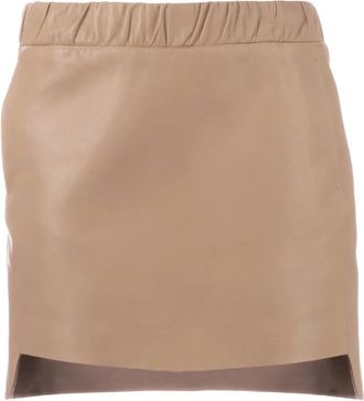 Neil Barrett asymmetric leather skirt - DARK BEIGE
