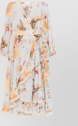 Zimmermann cotton floral-print wrap midi dress