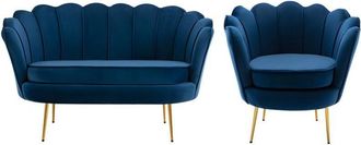 Pascal Morabito Pascal Morabito - Set divano 2 posti e poltrona conchiglie in Velluto Blu notte - dandelion