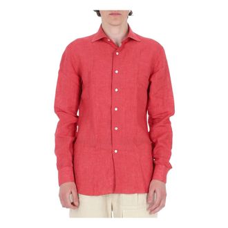 Borriello Linnen Overhemd - Heren - Casual Overhemden - Rood - 3XL - Linnen - Overhemden