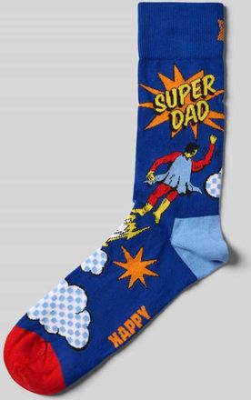 Happy Socks Socken mit Motiv-Stitching Modell FLYING SUPER DAD in Royal, Größe 41-46