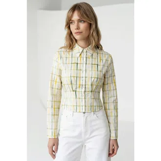 Exquise Floriana Long Sleeve Crop Shirt in Multi Color at Nordstrom, Size Xx-Large