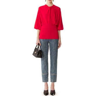 Lanvin Merino Wool Sweater With Bow Detail in Poppy Red at Nordstrom, Size X-Small