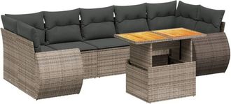 vidaXL Vidaxl - Set De Sof&aacute;s De Jard&iacute;n 8 Pzas Y Cojines Rat&aacute;n Sint&eacute;tico Gris