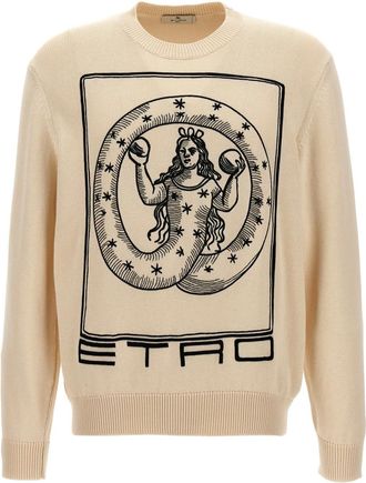 Etro Beige Logo Embroidery Sweater