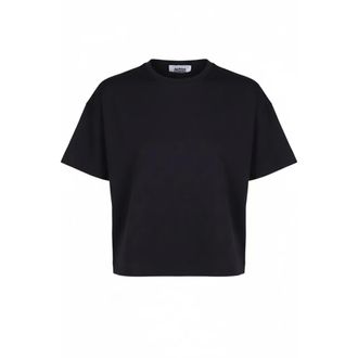 Alpha Studio T-Shirts, female, Black, Size: 2XS Boxy Crew Neck Jersey T-shirt