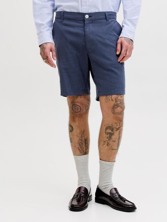 Jack & Jones Chinoshorts JACK & JONES JPSTMARCO BREEZE SHORTS SRT, Herren, Gr. XXL, N-Gr, sky captain detail:solid, Web, Obermaterial: 81% Baumwolle, 15% Leinen, 4