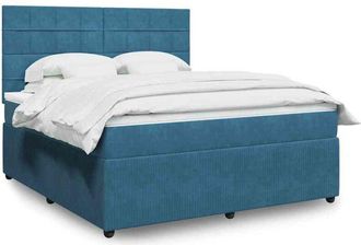 vidaXL Vidaxl - Cama Box Spring Con Colch&oacute;n Terciopelo Azul Oscuro 180x200 Cm