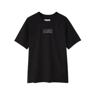 Maison Margiela T-Shirts, male, Black, Size: S Black Logo Contrast Short Sleeve Tee