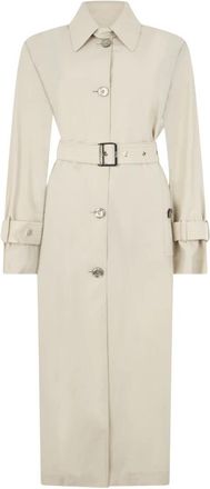 Moorer Julia Lange Jas - Dames - Trenchcoats - Beige - XS - Leer - Jassen
