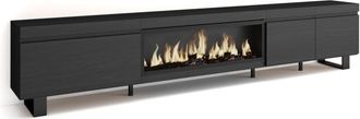 Skraut Home Skraut Home - Mobile tv Soggiorno, Ampio spazio a disposizione, 288x57x35 cm, tv di grande formato, Camino elettrico xxl, Design industriale, Stile