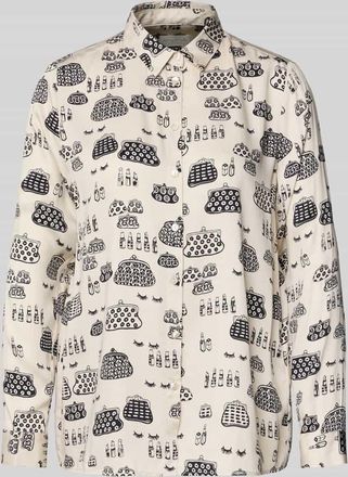 Milano Milano Italy Hemdbluse mit Knopfleiste in Beige, Größe 36