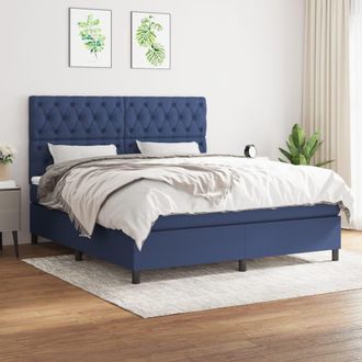 vidaXL Vidaxl - Cama Box Spring Con Colch&oacute;n Tela Azul 160x200 Cm