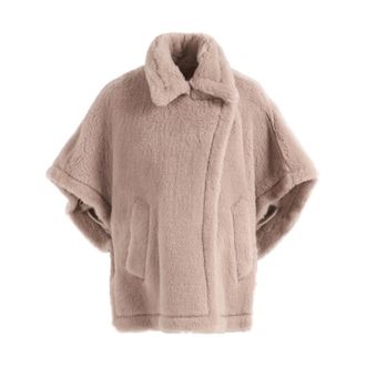 Max Mara Tebe Teddy Cape - Jackets - Mujer - Marr&oacute;n - ONE SIZE