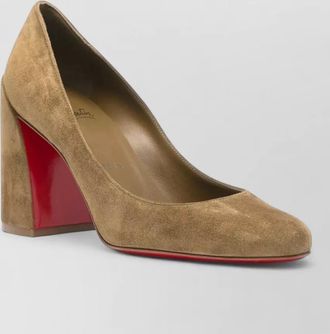 Christian Louboutin miss sab suede leather block heel pumps