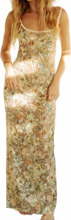 Kilo Brava Embroidery Maxi Slip Dress In Champagne Sparkle