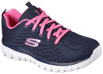 Skechers Sneaker SKECHERS GRACEFUL - GET CONNECTED, Damen, Gr. 35, blau (navy, pink), Textil, Schuhe Sneaker, Freizeitschuh, Halbschuh, Schn&uuml;rschuh in Schuhwei