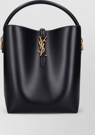 Saint Laurent bucket bag gold tone hardware structured top handle