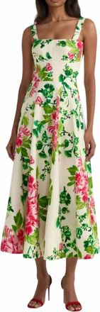 Saloni Sabrina Midi Dress In Saffier Bouquet