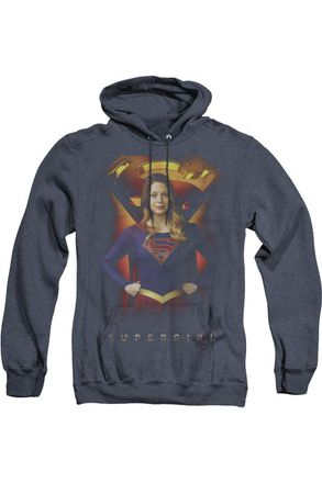 Gildan Supergirl Standing Symbol Adult Heather Hoodie / Hooded Sweatshirt