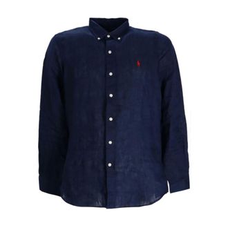 Polo Ralph Lauren Casual Shirts, male, Blue, XL, Blue Button-Up Shirt Classic Style