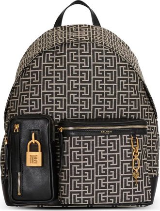 Balmain Pulse monogram jacquard backpack - Heren - Rugzakken - Zwart - ONE Size - Katoen - Tassen