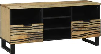 Berkfield Home TV Cabinet, 100x33.5x46 cm, made from solid mango wood in Beige | Size: 100x33.5x46 cm