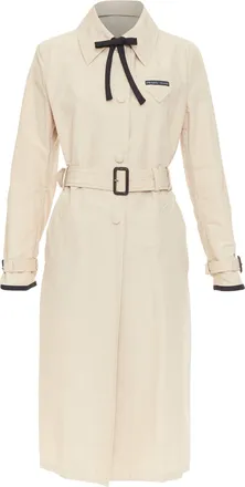 Prada cotton logo tape belted trench coat