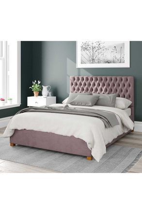Aspire Home Accents Nightingale Upholstered Ottoman Storage Bed, Plush Velvet Fabric in Rose | Size: Small Double