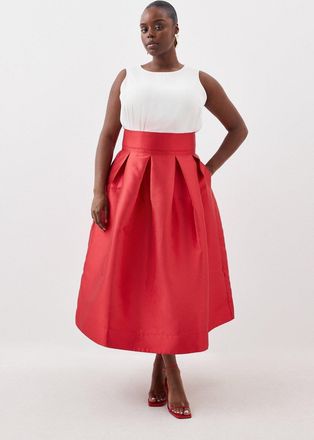 Karen Millen Womens Plus Size Twill Prom Maxi Skirt - Red - Size 18 UK