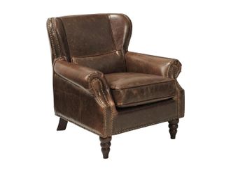 Vente-Unique Sill&oacute;n 100% piel EDOUARD - Marr&oacute;n