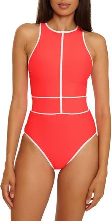 BECCA by Rebecca Virtue Bali Boho Contrast Binding One-Piece Swimsuit in Caliente at Nordstrom, Size Medium