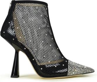 Jimmy Choo London Kix 100 Enkellaarsjes - Dames - Laarzen met Hak - Zwart - 36 EU - Leer - Schoenen