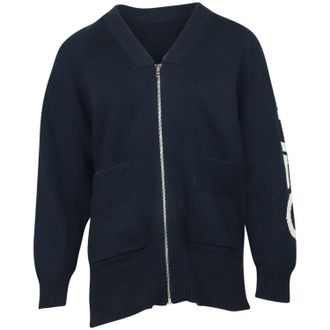 Kenzo Kenzo Gebreide Rits Lange Cardigan in Marineblauwe Katoen