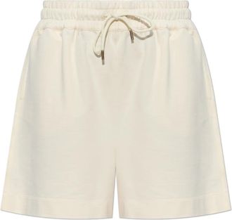 Moncler Katoenen shorts met logo patch - Dames - Bermuda - Beige - S - Katoen - Korte Broeken
