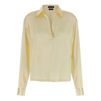 Tom Ford Blouses, female, Yellow, XS, Stretch Silk Satin Polo