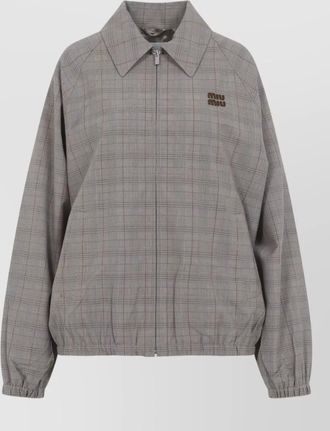 Miu Miu wool checked relaxed-fit bomber jacket