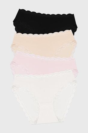 Stripe and Stare Mid Rise Knicker Four Pack in Sand Essentials at Nordstrom, Size X-Small Uk