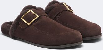Jimmy Choo London Biker shearling-lined suede mules