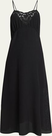 Chlo&eacute; Lace-Trim Empire Silk Midi Slip Dress
