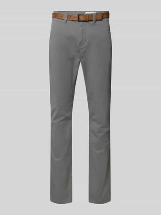 Tom Tailor Denim Slim Fit Chino mit Gürtel in Mittelgrau, Größe 28/32