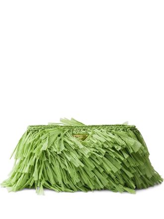 Prada Clutch media con frange - Verde