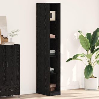 Berkfield Home Black Oak Wardrobe - 30x50x200 cm, Made from Engineered Wood | Size: 30 x 50 x 200 cm