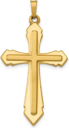 Diamond2Deal 14k Yellow Gold Polished Satin Passion Cross Pendant